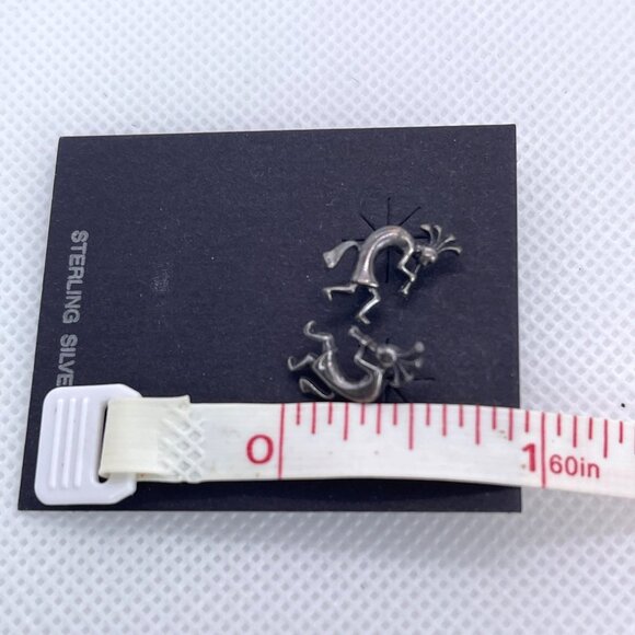 Sterling Silver Kokopelli Southwest Tribal Native American Stud Earrings Vintage - Picture 4 of 6